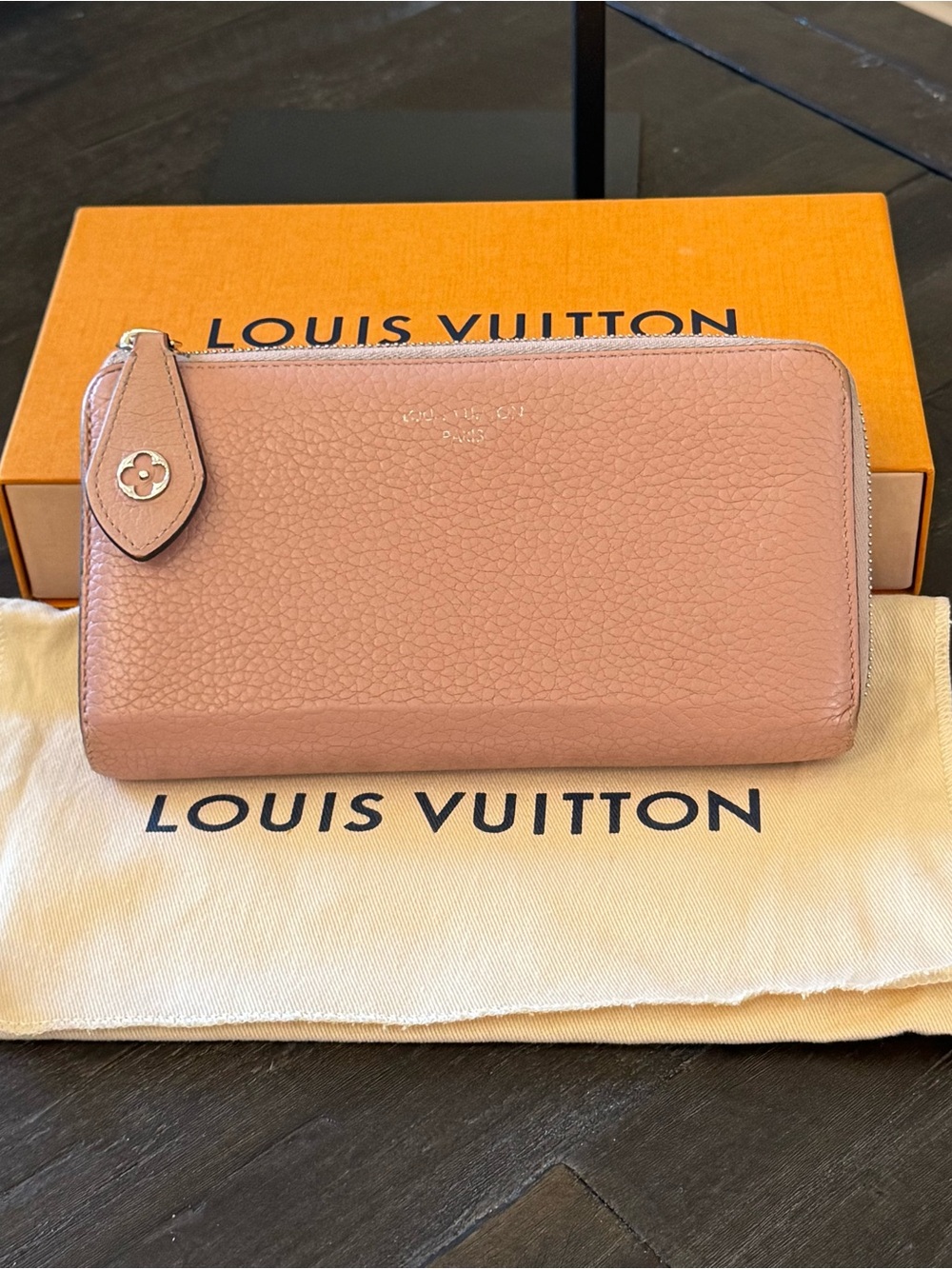 Louis Vuitton Blush Pink Pebbled Leather Zip Wallet
